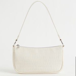 H&M Y2K Small White Faux Crocodile Pattern Shoulder Bag Clutch 90s Purse